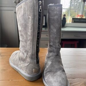 UGG Charcoal Suede Tall Boots with Zipper